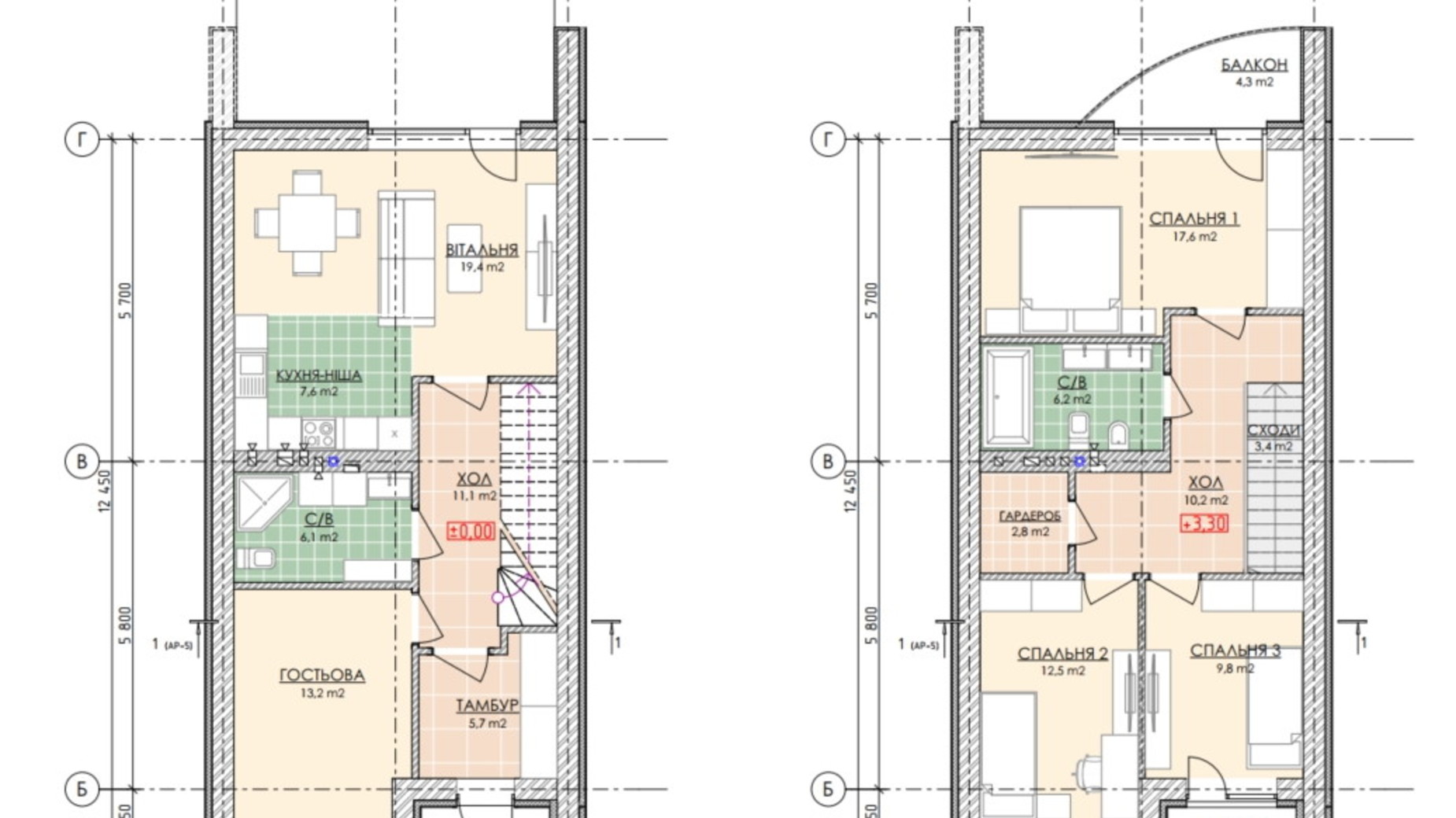 Планування таунхауса в Таунхаус Artown 125.67 м², фото 367677