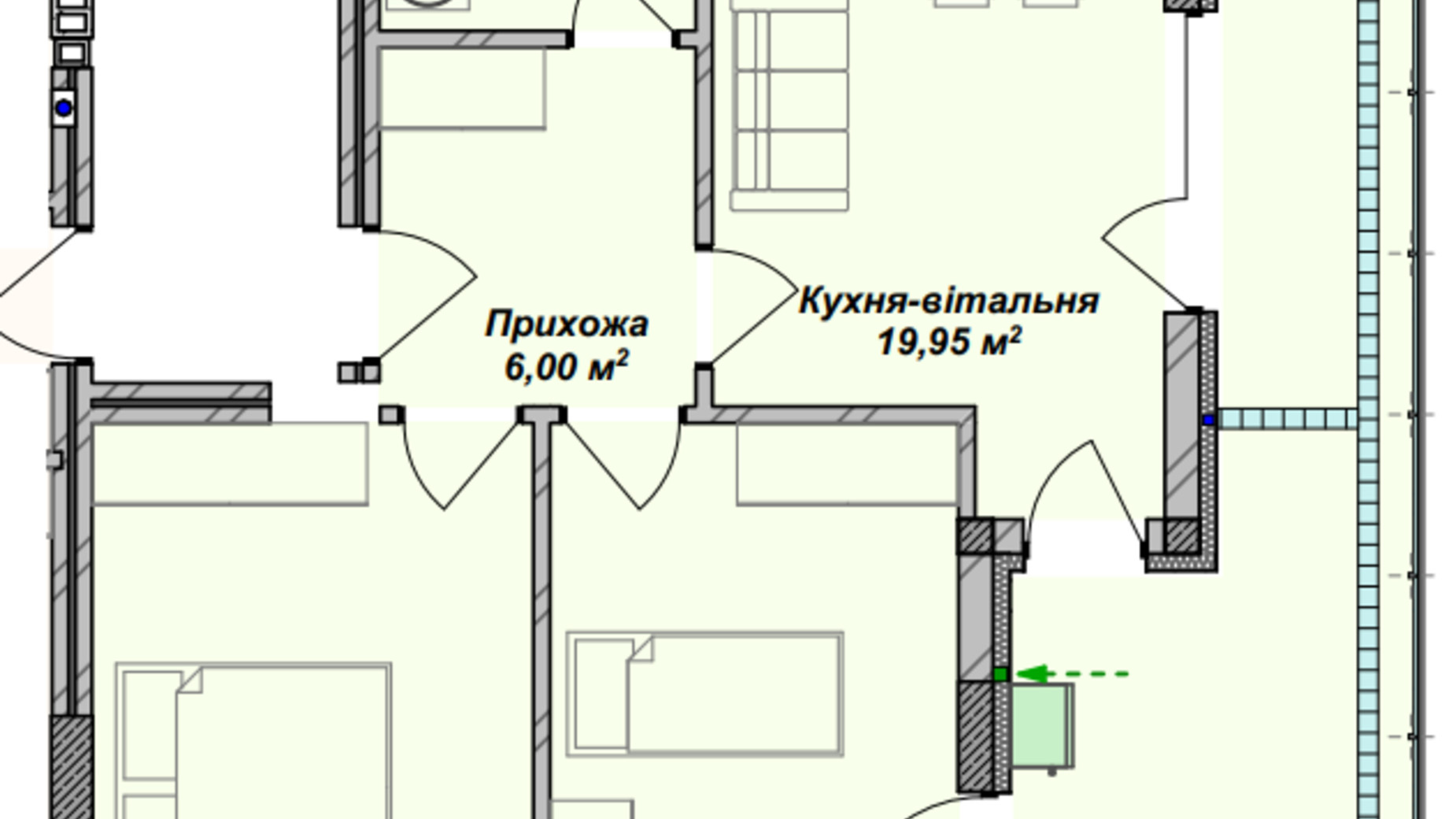 Планування 2-кімнатної квартири в ЖК Crystal 67.88 м², фото 367901