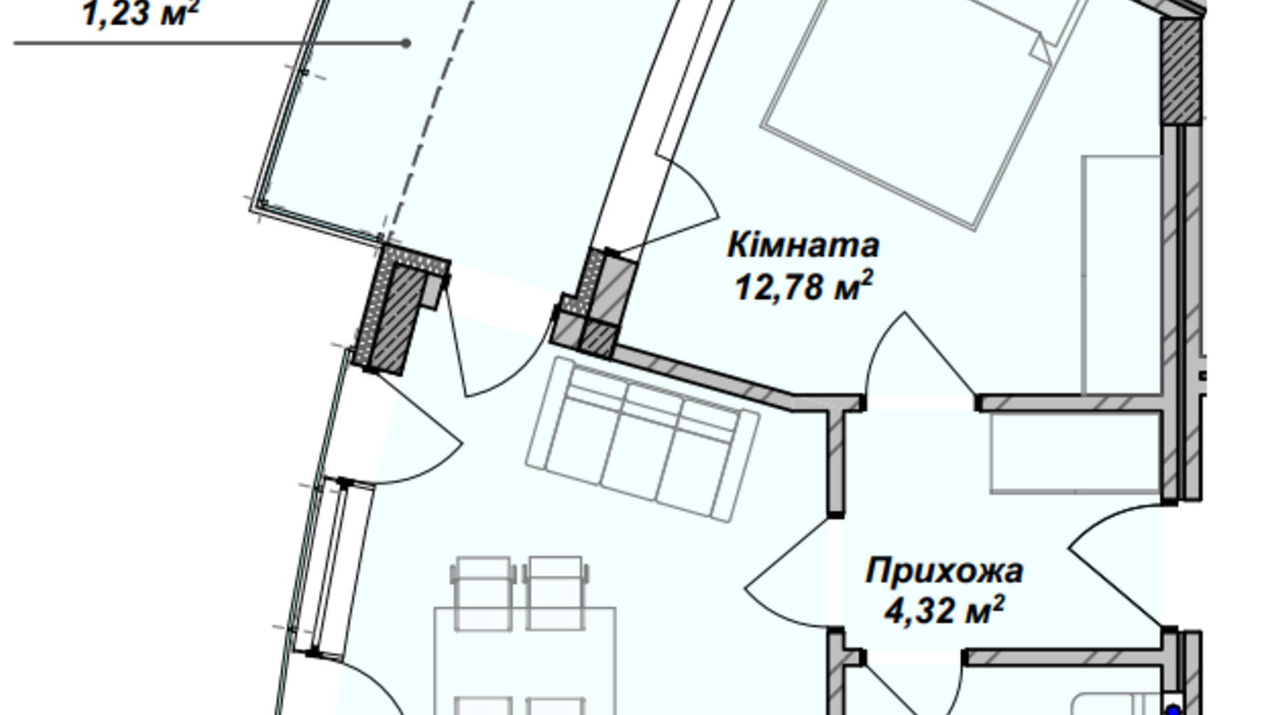 Планировка 1-комнатной квартиры в ЖК Crystal 41.76 м², фото 367958