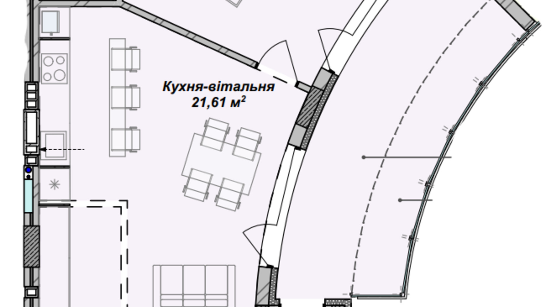 Планування 2-кімнатної квартири в ЖК Crystal 67.83 м², фото 367967