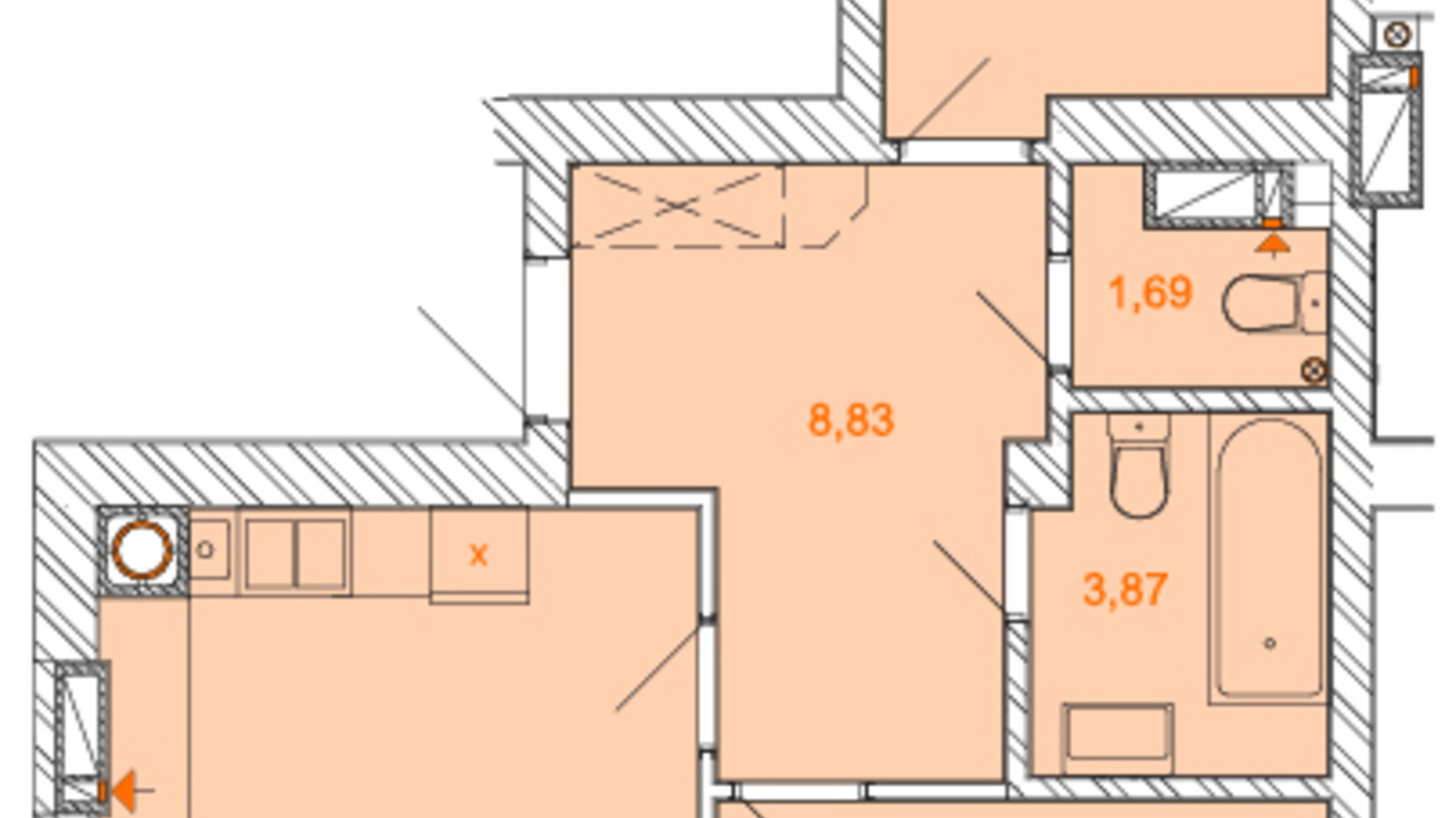 Планування 2-кімнатної квартири в ЖК Найкращий квартал 72 м², фото 368633