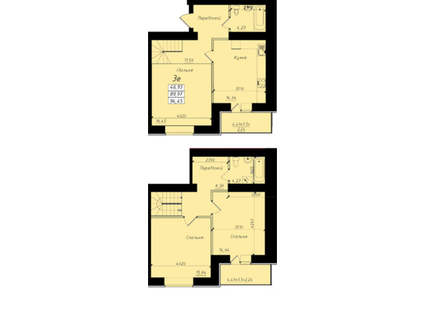 ЖК ул. Никитченко, 3: планировка 3-комнатной квартиры 94.45 м²