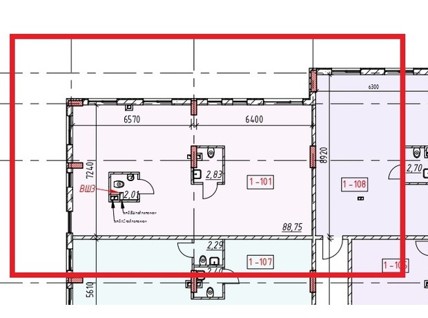 ЖК Пространство на Радісній (комерція): планування приміщення 88.85 м²