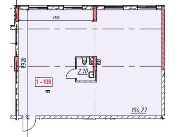 ЖК Пространство на Радісній (комерція): планування приміщення 104.27 м²
