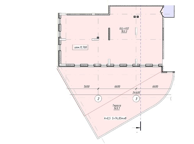 БЦ Tempus: планировка помощения 238.15 м²