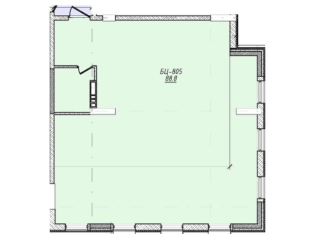 БЦ Tempus: планування приміщення 88.8 м²