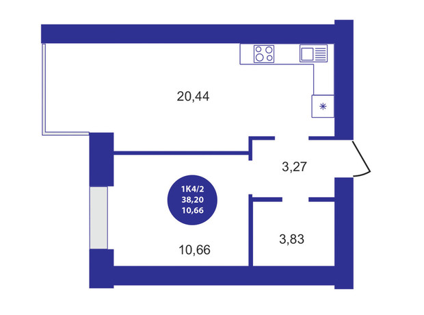 ЖК Атмосфера: планування 1-кімнатної квартири 38.2 м²