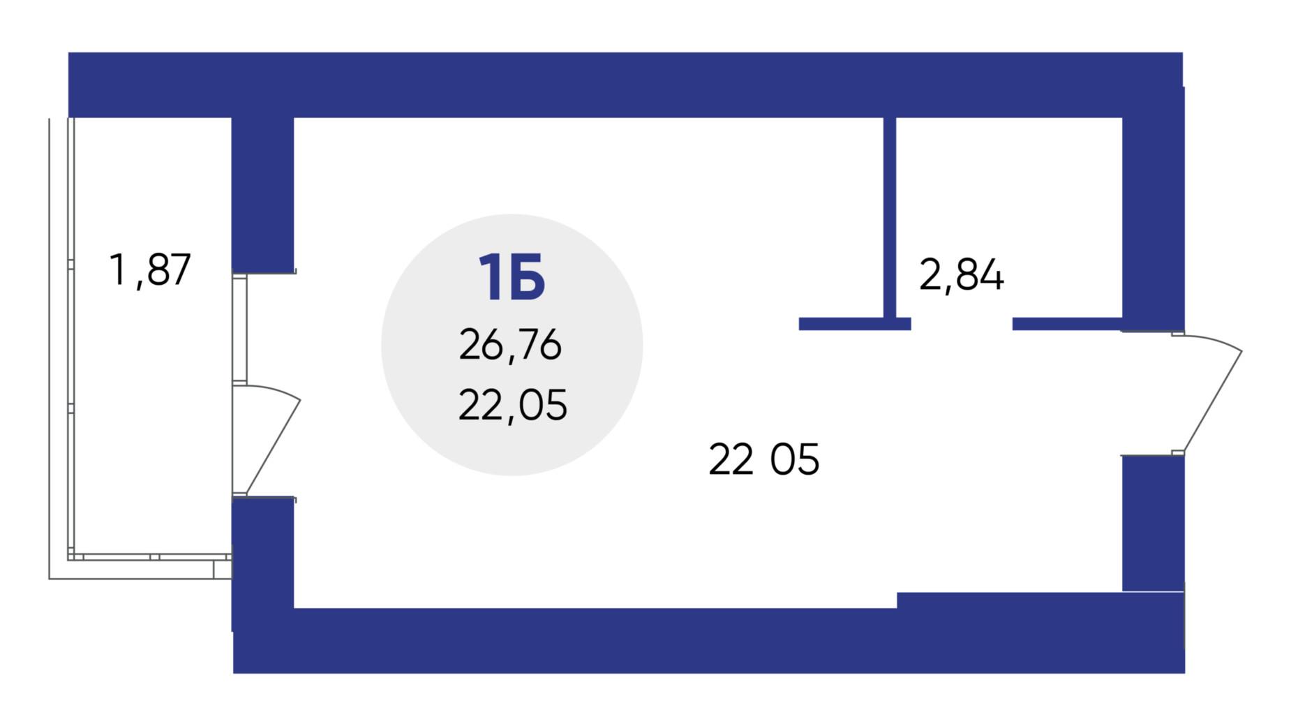 Планування смарт квартири в ЖК Атмосфера 22.58 м², фото 369300