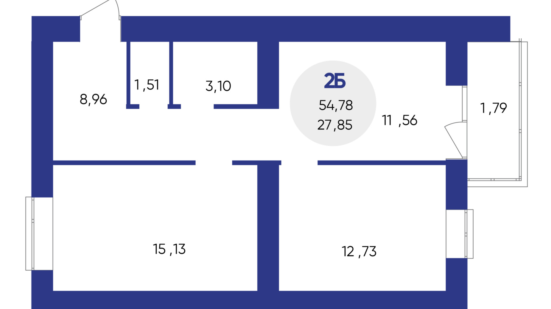 Планування смарт квартири в ЖК Атмосфера 26.54 м², фото 369309