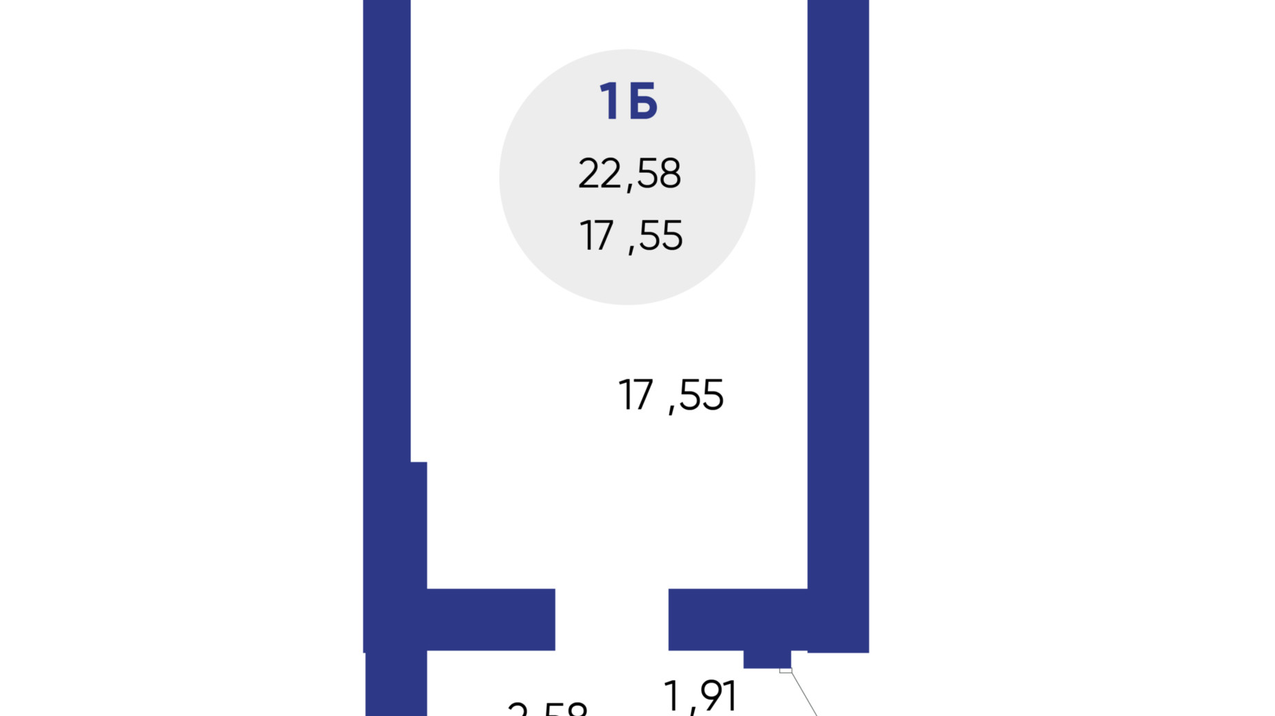 Планування смарт квартири в ЖК Атмосфера 22.58 м², фото 369311