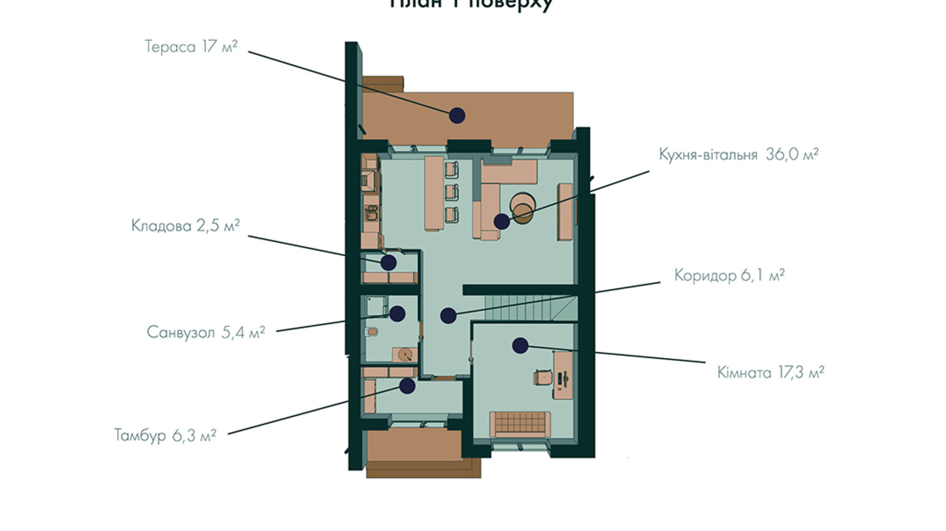 Планировка 3-комнатной квартиры в Таунхаус Green Wall 198 м², фото 369429