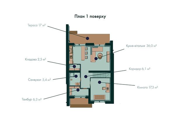 Таунхаус Green Wall: планировка 3-комнатной квартиры 198 м²