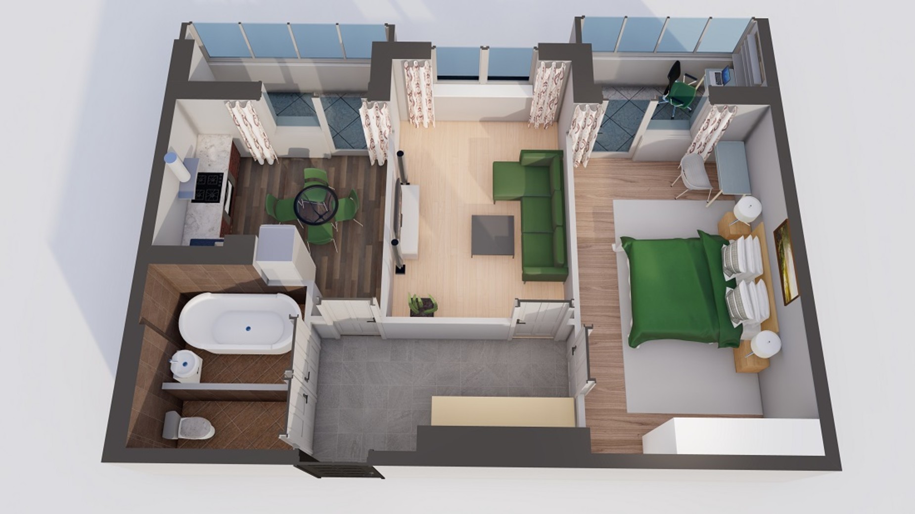 Планировка 2-комнатной квартиры в ЖК Orange Park 55.51 м², фото 369518