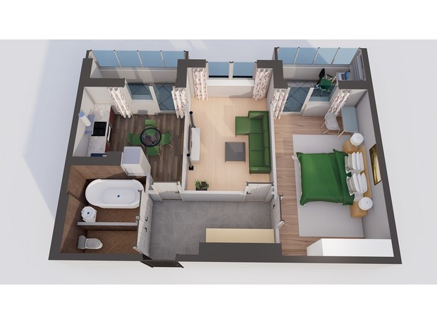 ЖК Orange Park: планировка 2-комнатной квартиры 55.51 м²