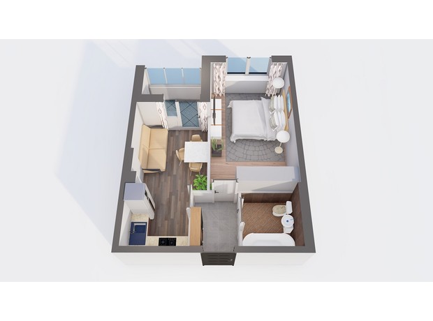 ЖК Orange Park: планування 1-кімнатної квартири 35.53 м²