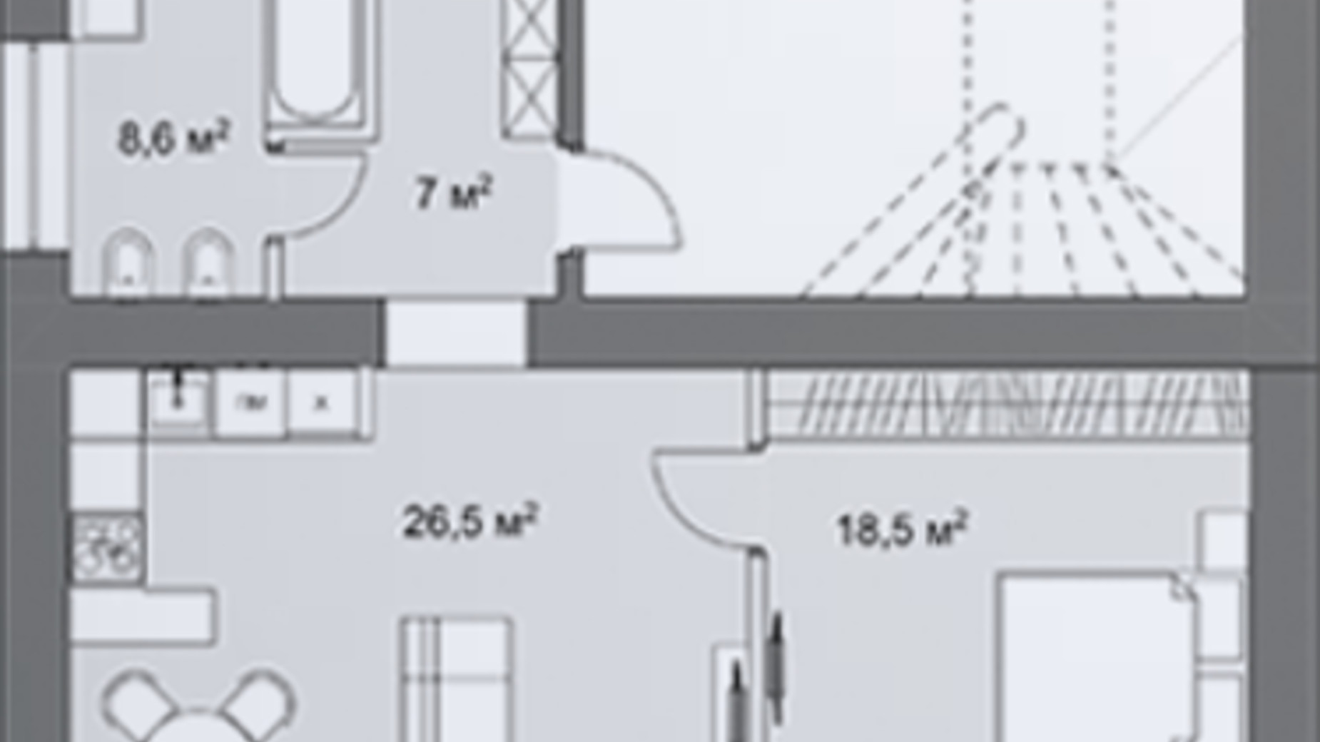 Планировка 2-комнатной квартиры в КД На Яровой 60.5 м², фото 369707