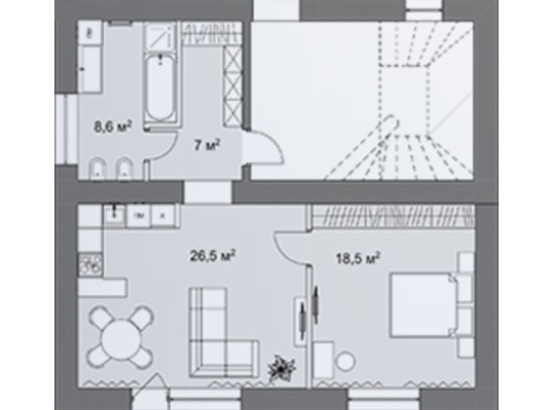 КД На Яровой: планировка 2-комнатной квартиры 60.5 м²