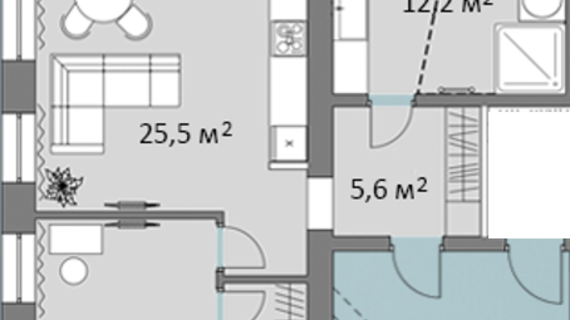 Планировка 2-комнатной квартиры в КД На Яровой 63.1 м², фото 369709