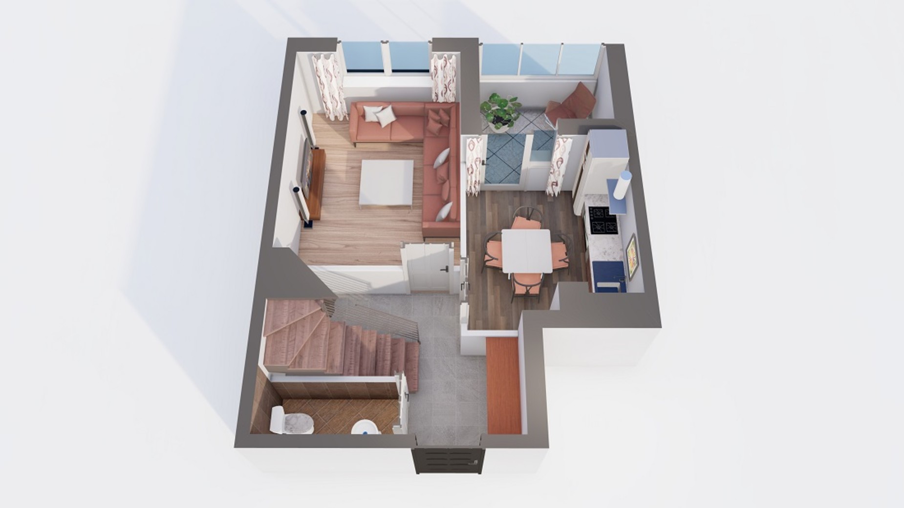 Планування багато­рівневої квартири в ЖК Orange Park 68.12 м², фото 369775