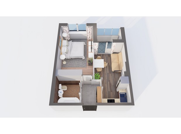 ЖК Orange Park: планування 1-кімнатної квартири 35.16 м²
