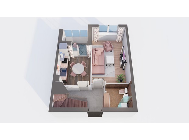 ЖК Orange Park: планування 2-кімнатної квартири 72.49 м²