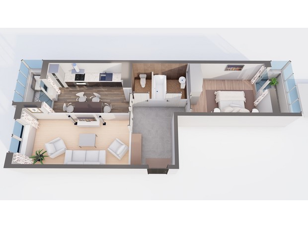 ЖК Orange Park: планировка 2-комнатной квартиры 60.39 м²