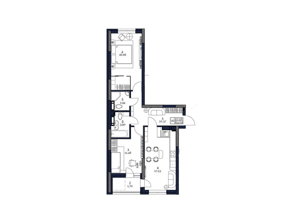 ЖК Polaris Home&Plaza: планування 2-кімнатної квартири 64 м²