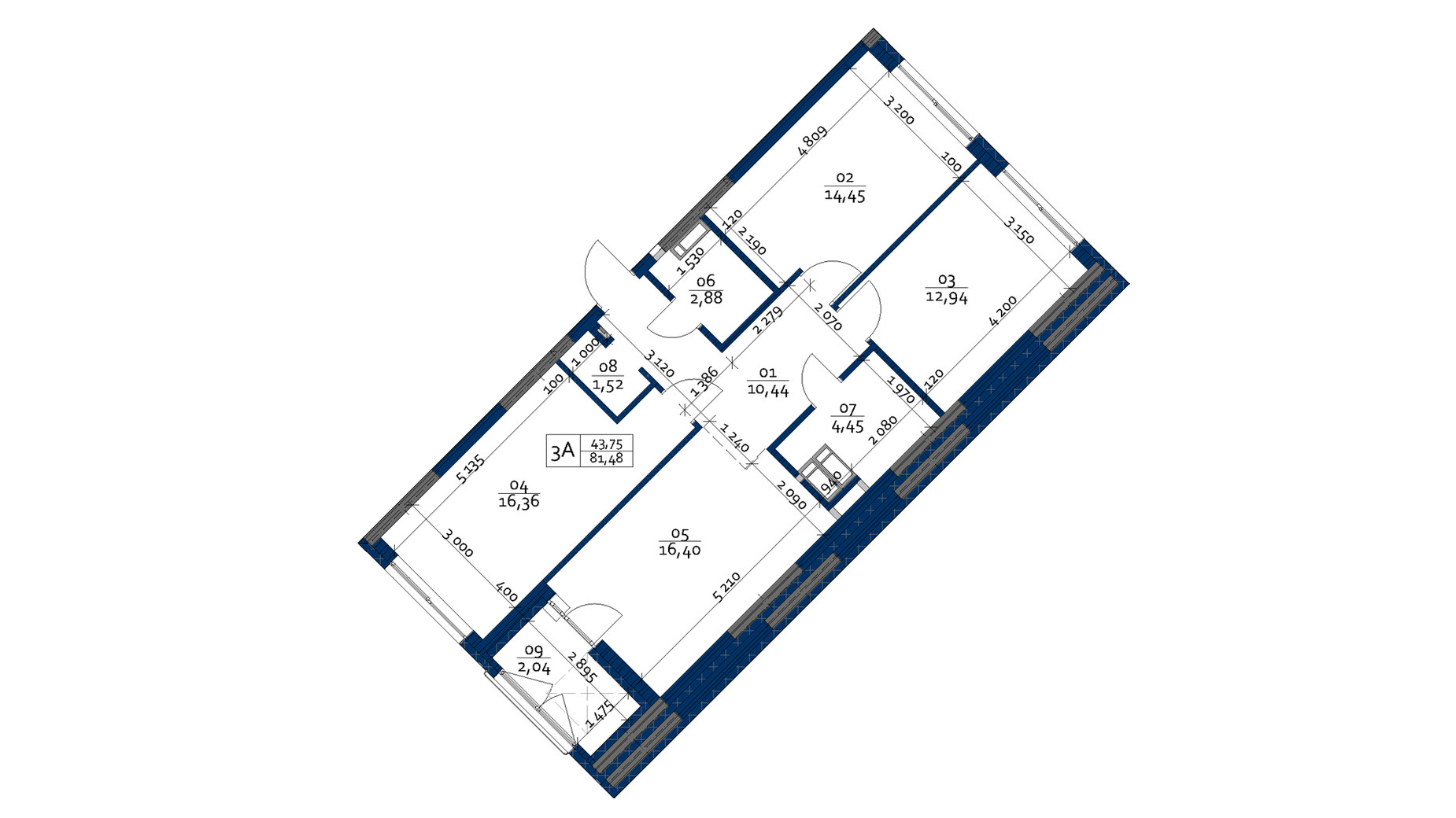 Планування 3-кімнатної квартири в ЖК Polaris Home&Plaza 81.48 м², фото 370504