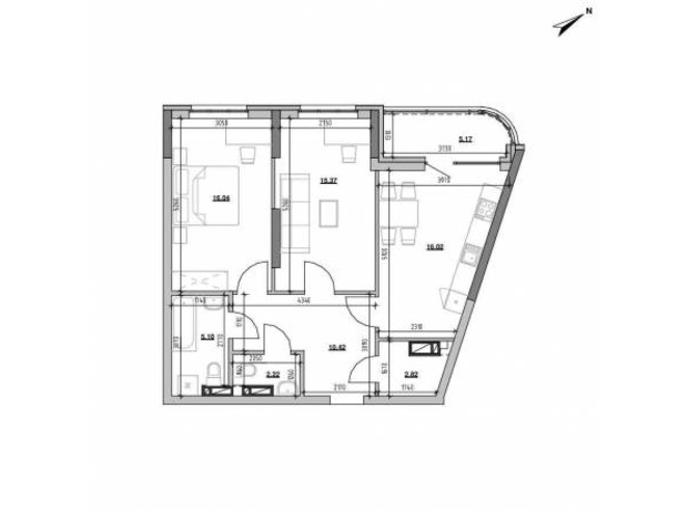 ЖК Берег Днепра: планировка 2-комнатной квартиры 73.16 м²