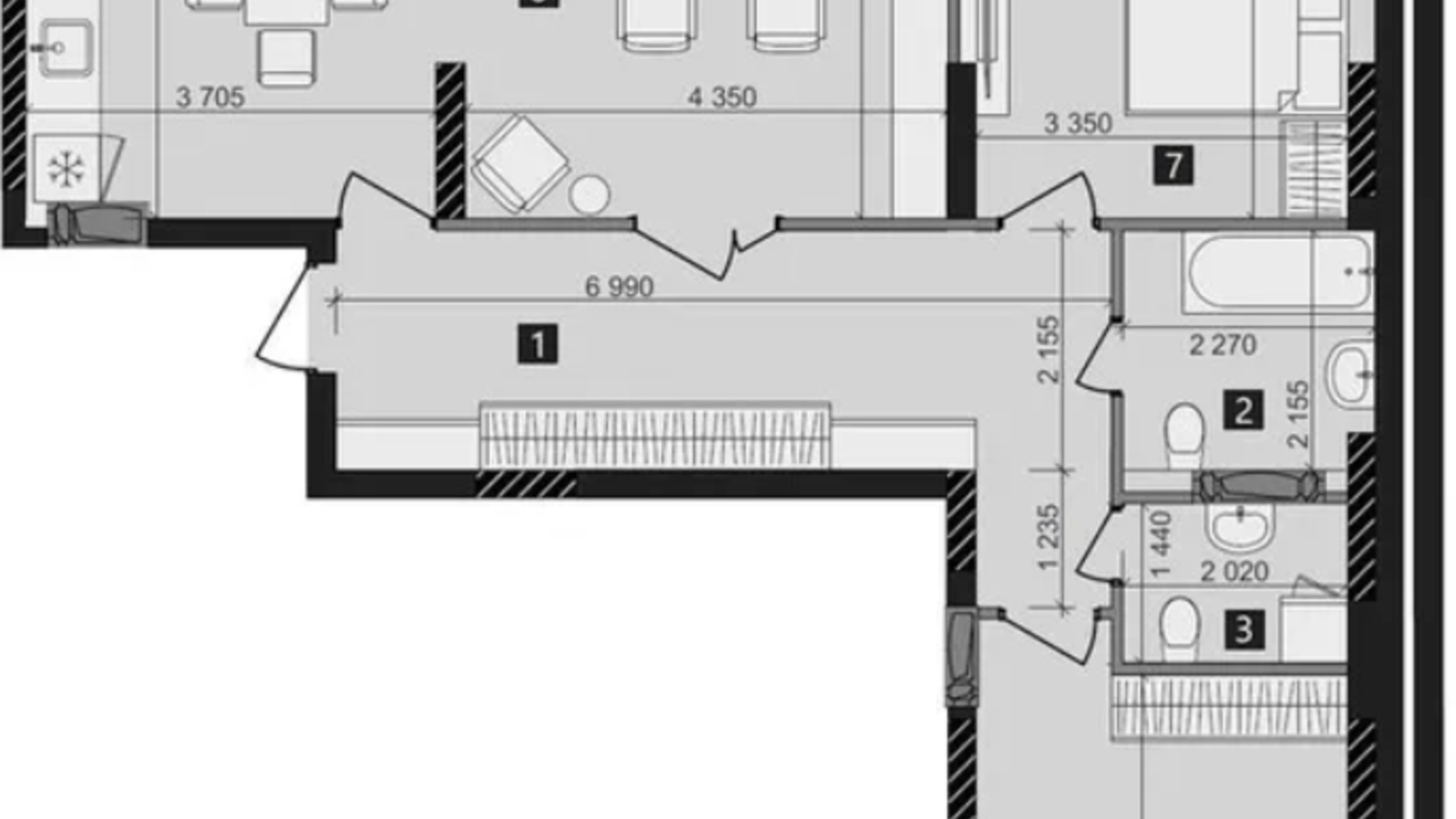 Планування 3-кімнатної квартири в ЖК Liko-Grad Perfect Town 97.5 м², фото 371053