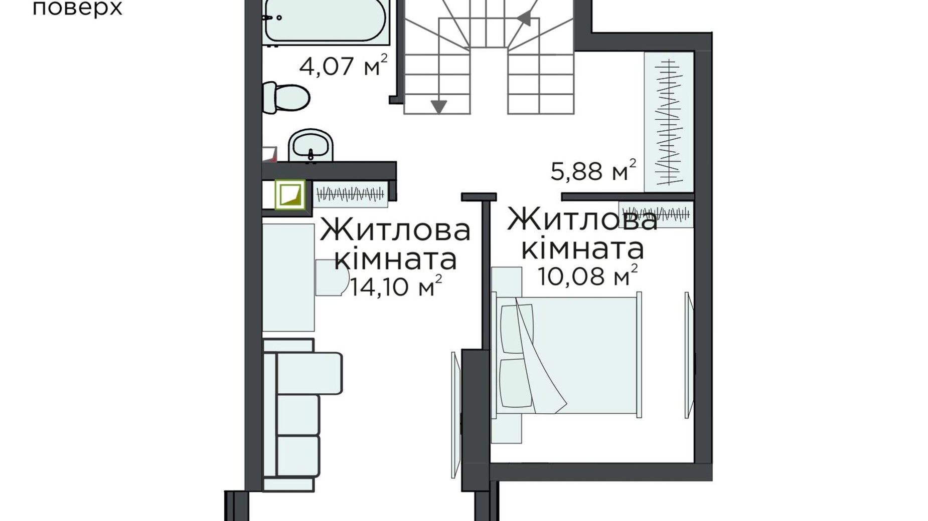 Планировка много­уровневой квартиры в Клубная резиденция O'Club  72.12 м², фото 371615