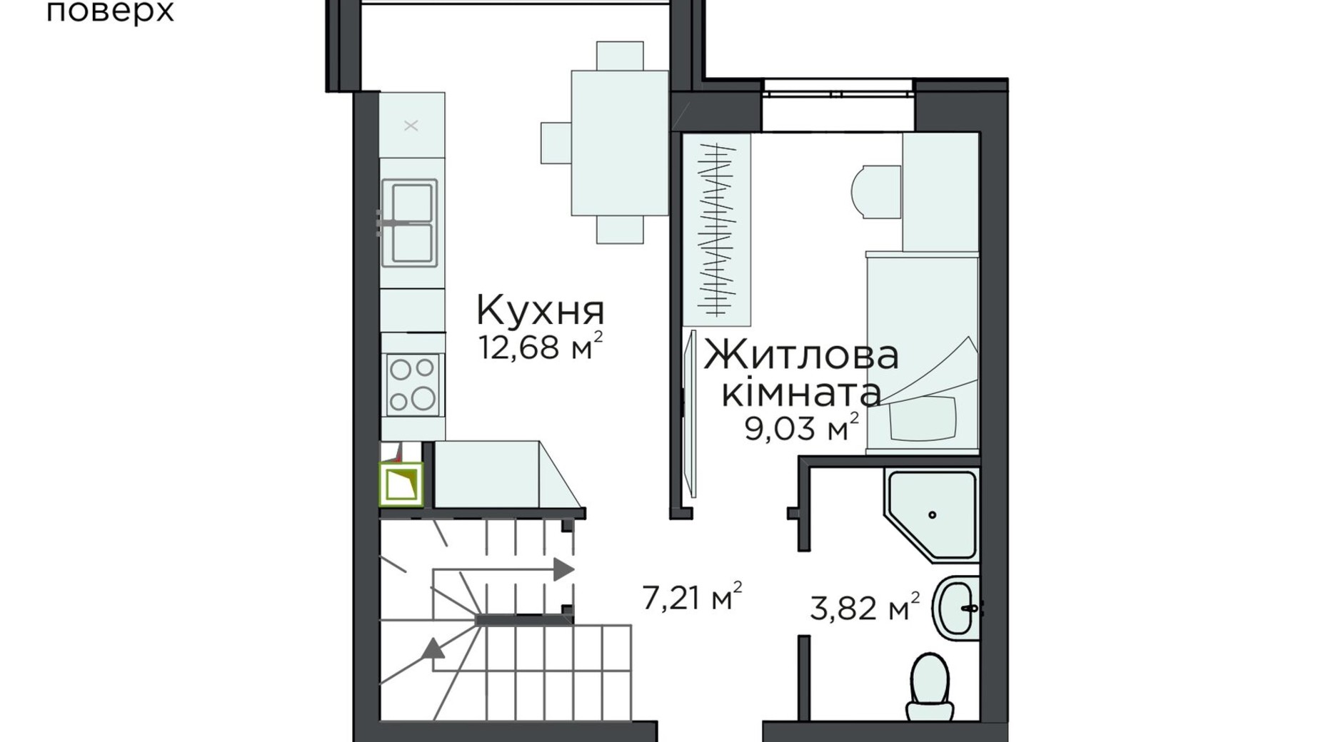 Планировка много­уровневой квартиры в Клубная резиденция O'Club  66.34 м², фото 371624