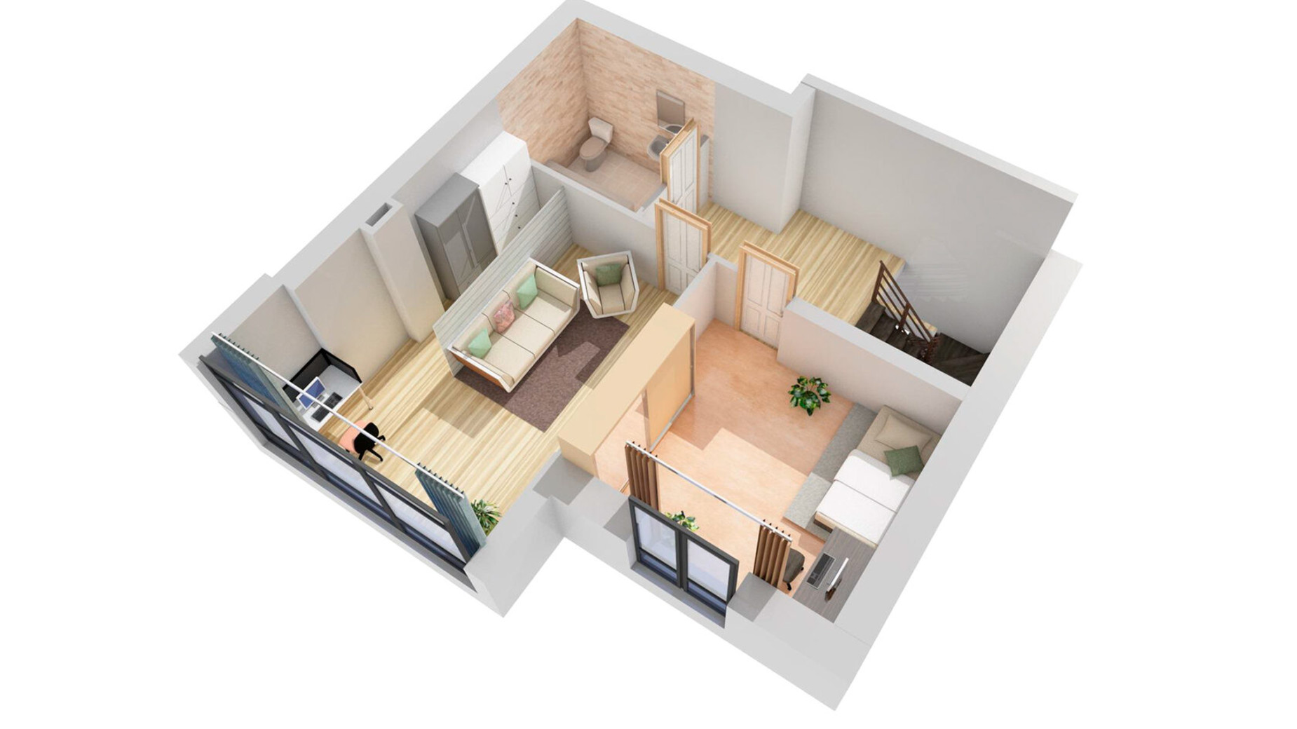 Планування багато­рівневої квартири в Клубна резиденція O'Club  95.55 м², фото 371667