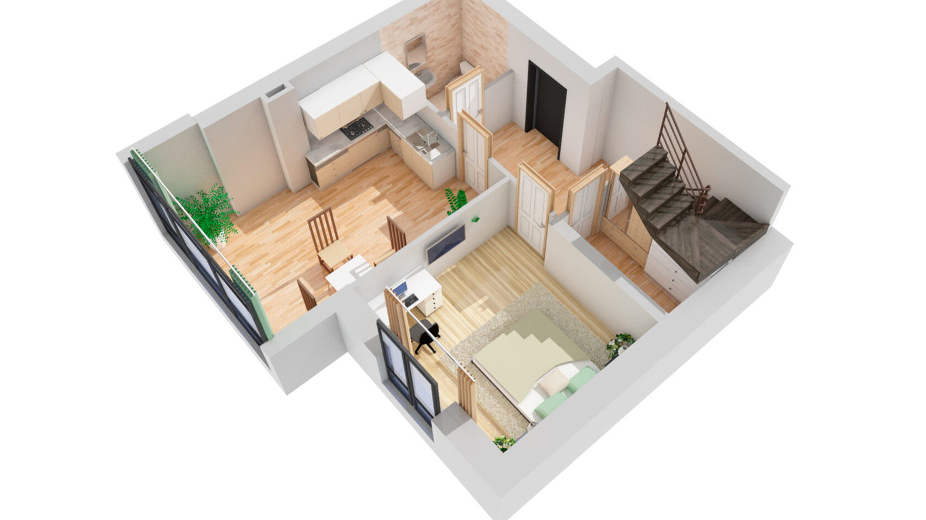 Планування багато­рівневої квартири в Клубна резиденція O'Club  95.55 м², фото 371668