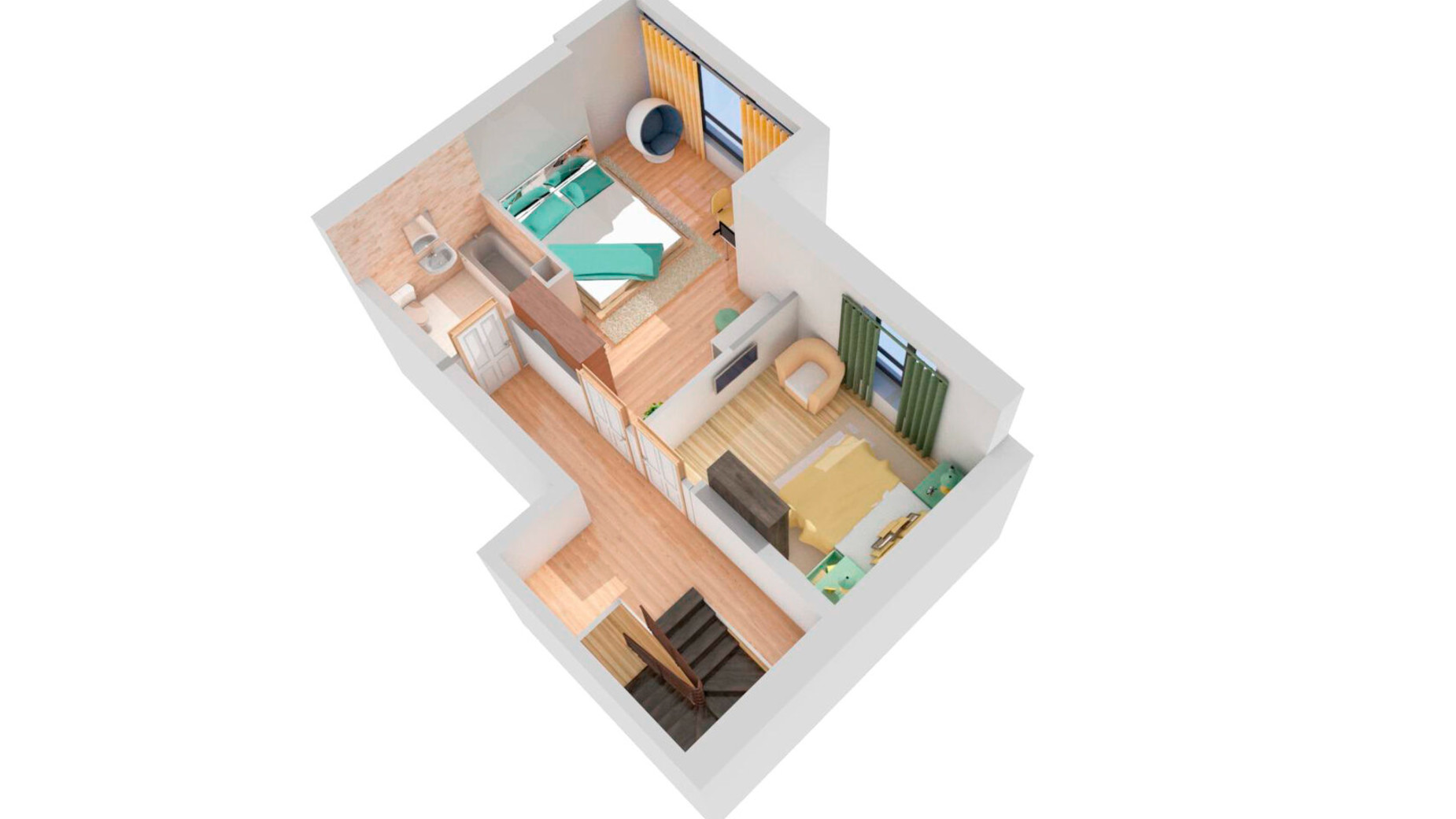 Планування багато­рівневої квартири в Клубна резиденція O'Club  101.97 м², фото 371670