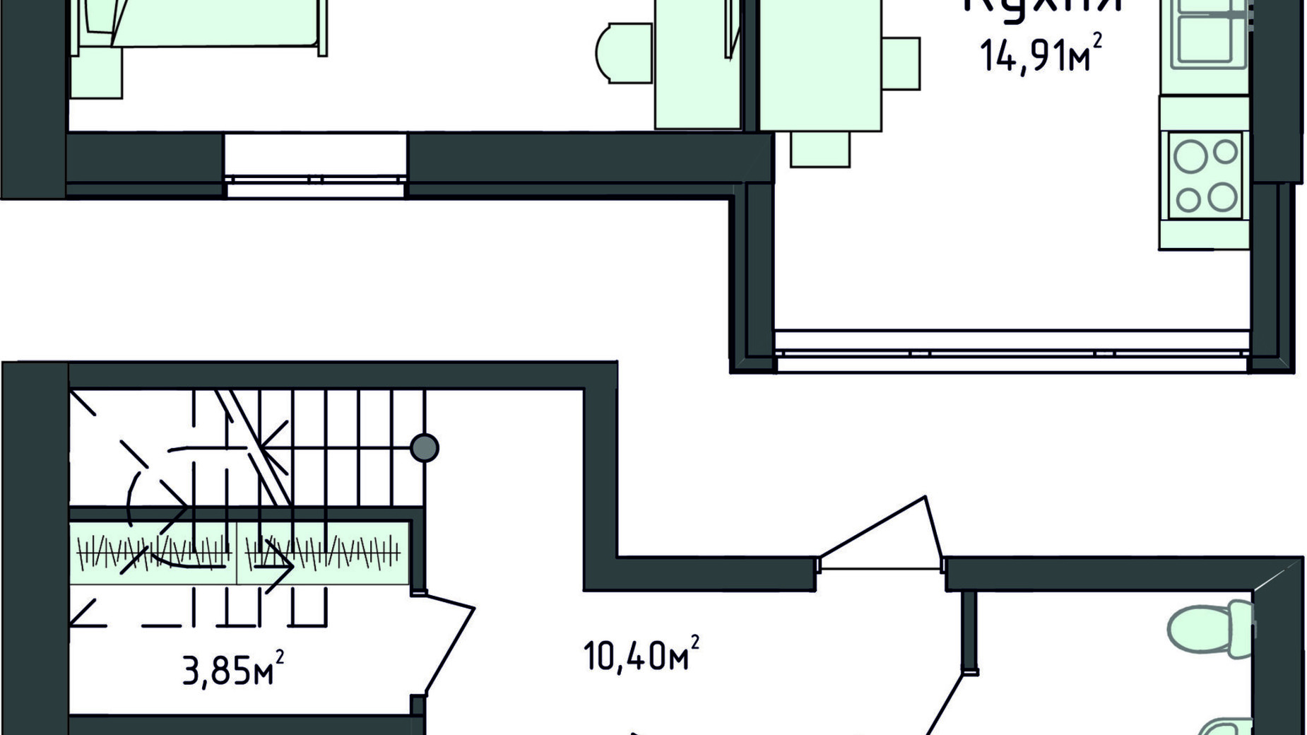 Планування багато­рівневої квартири в Клубна резиденція O'Club  101.97 м², фото 371671