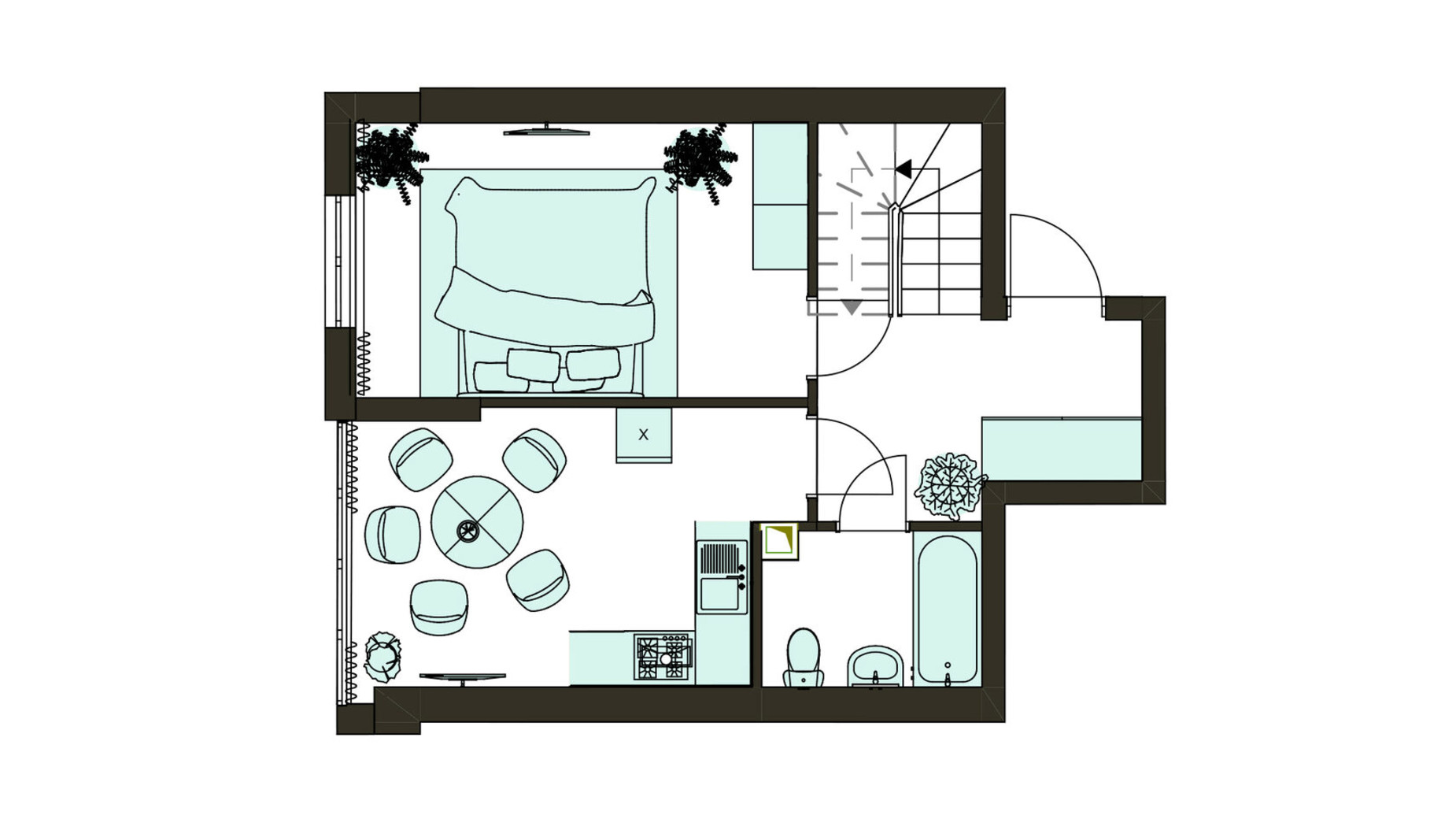 Планировка много­уровневой квартиры в Клубная резиденция O'Club  82.54 м², фото 371711