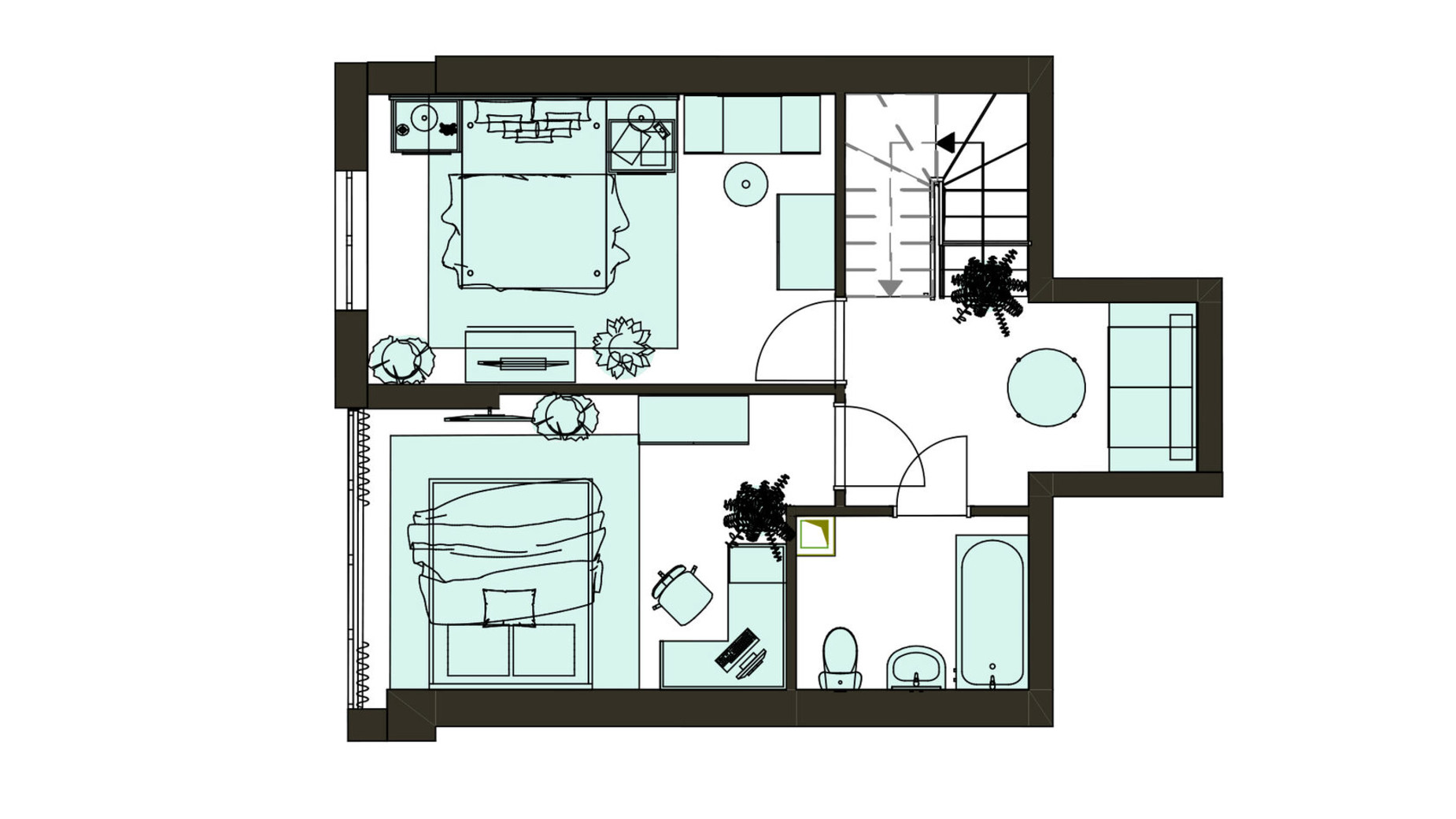 Планировка много­уровневой квартиры в Клубная резиденция O'Club  82.54 м², фото 371718