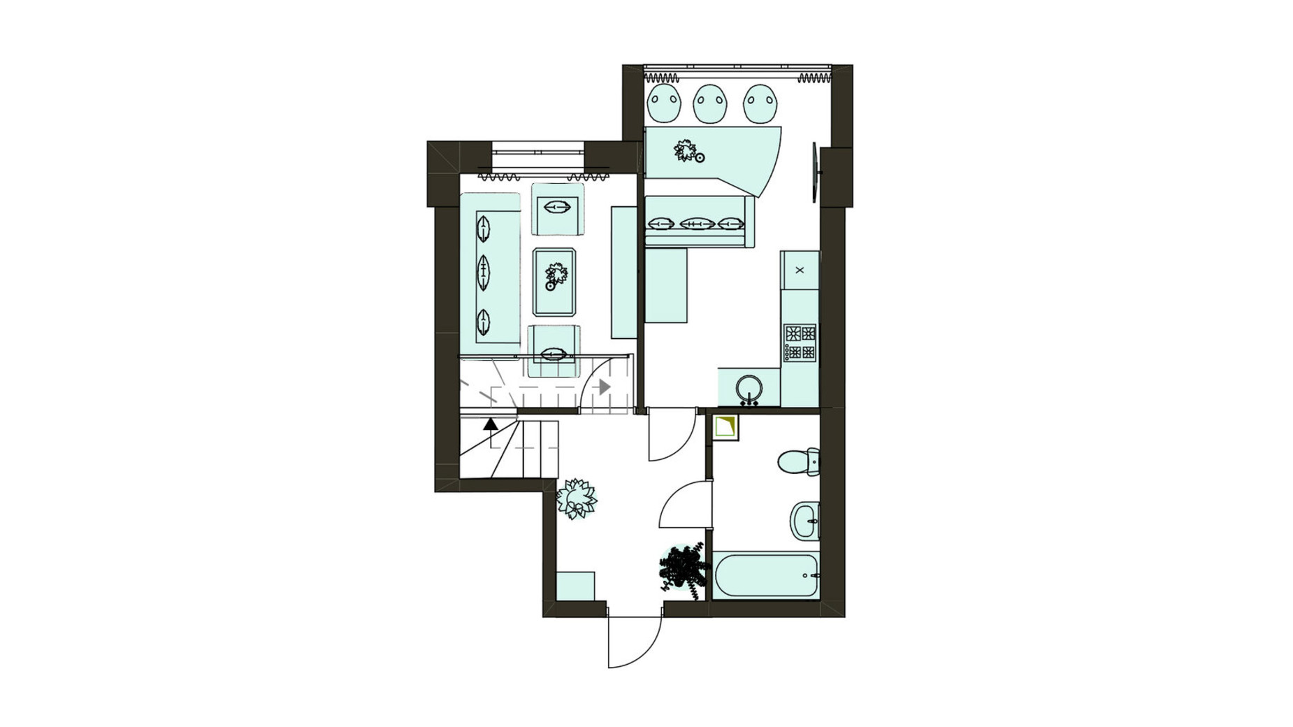 Планировка много­уровневой квартиры в Клубная резиденция O'Club  69.62 м², фото 371720