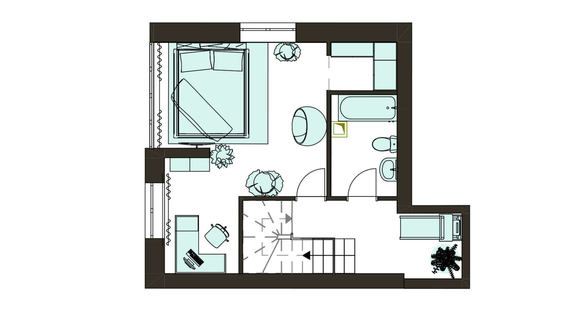 Планировка много­уровневой квартиры в Клубная резиденция O'Club  69.66 м², фото 371721