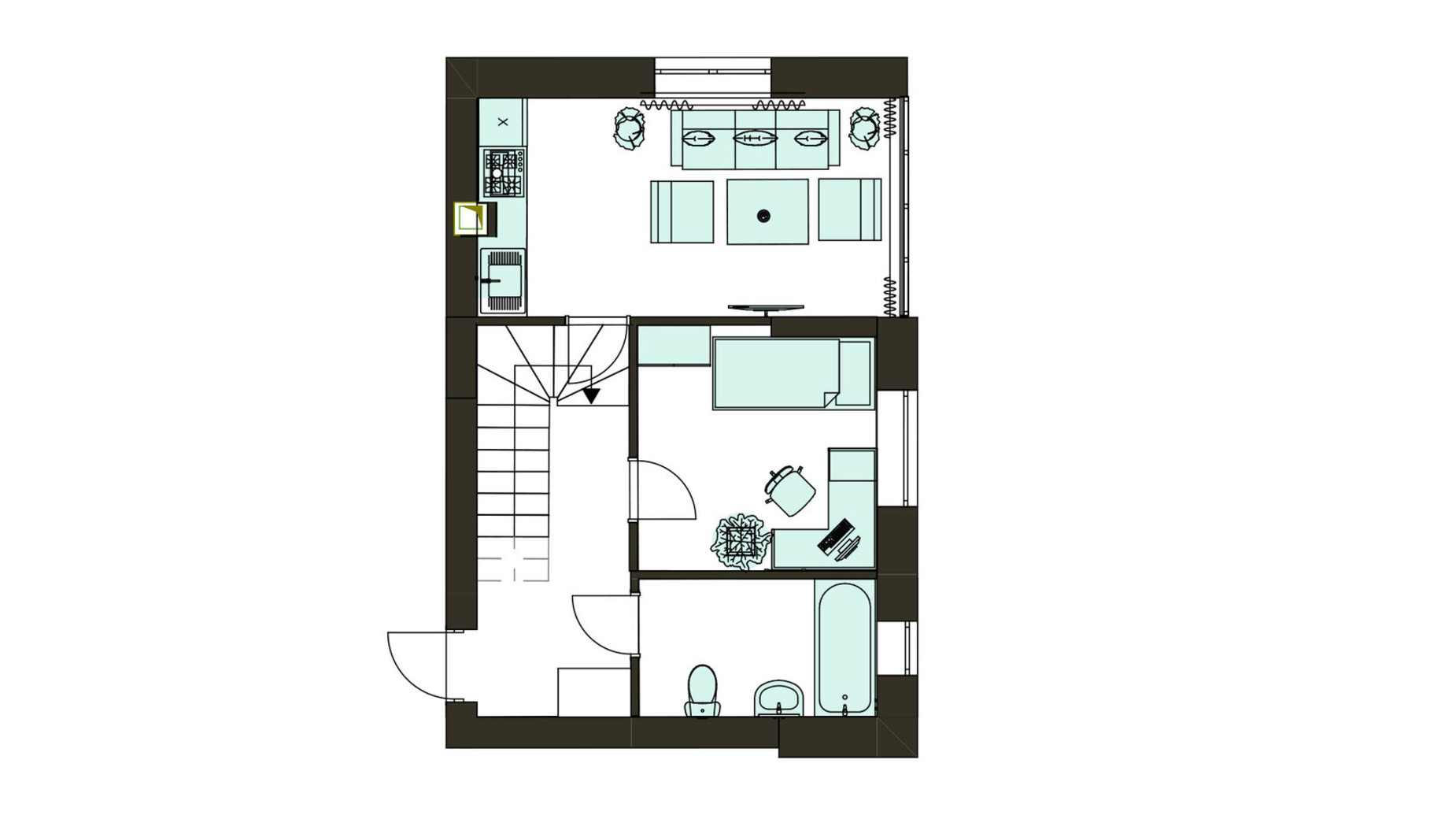 Планировка много­уровневой квартиры в Клубная резиденция O'Club  69.19 м², фото 371727