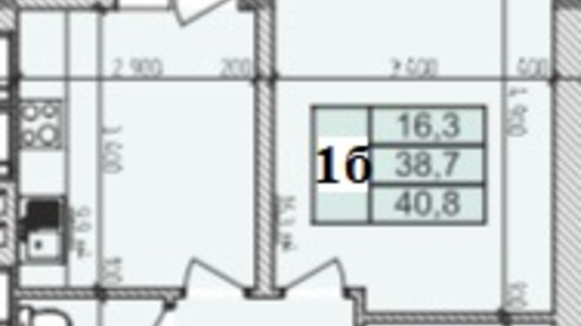 Планування 1-кімнатної квартири в ЖК Озерний 40.8 м², фото 371843