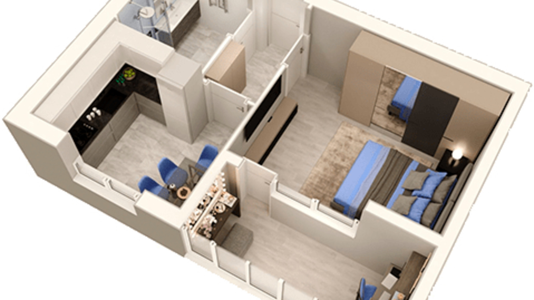 Планування 2-кімнатної квартири в ЖК Каспійська 48.4 м², фото 371924
