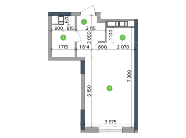 ЖК Метрополис: планировка 1-комнатной квартиры 34.08 м²