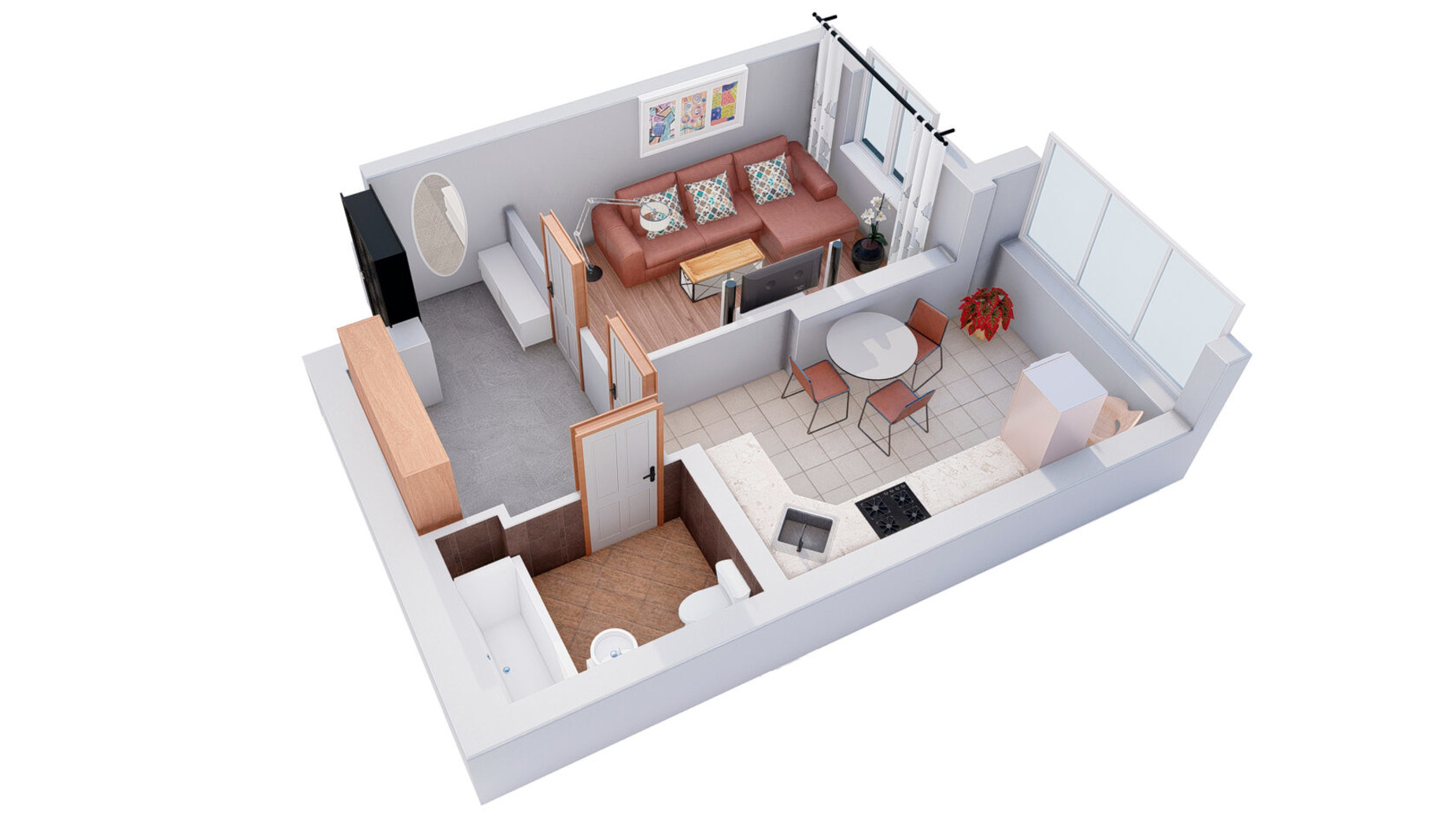 Планировка 1-комнатной квартиры в Клубная резиденция O'Club  38.73 м², фото 372089