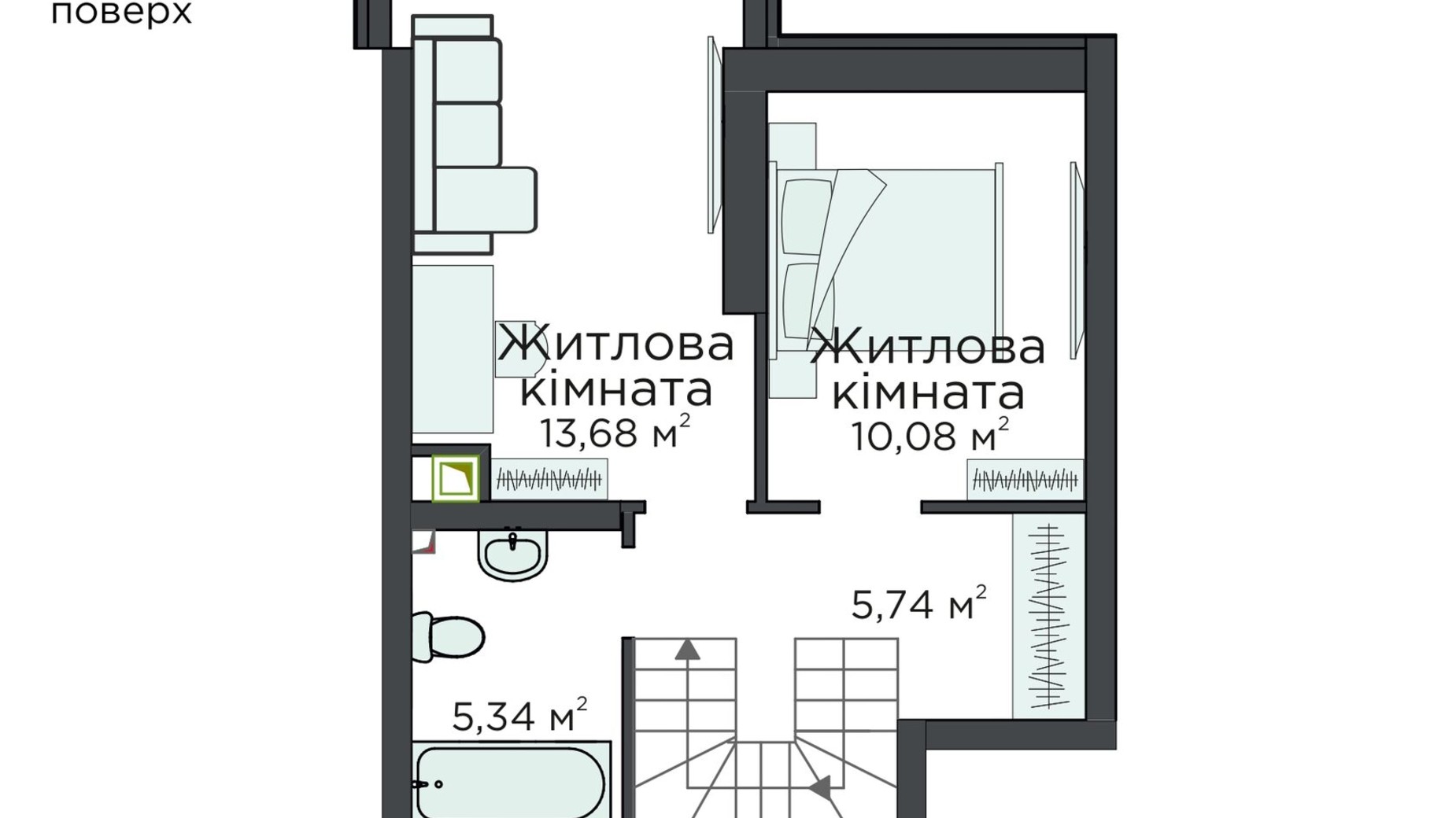 Планировка много­уровневой квартиры в Клубная резиденция O'Club  76.52 м², фото 372104