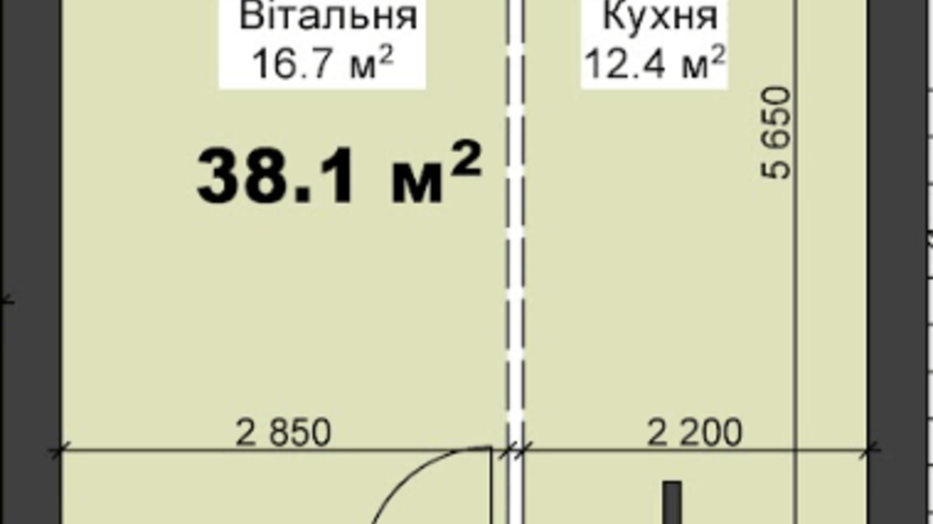 Планировка 1-комнатной квартиры в ЖК Калиновый Квартал 38.1 м², фото 372581