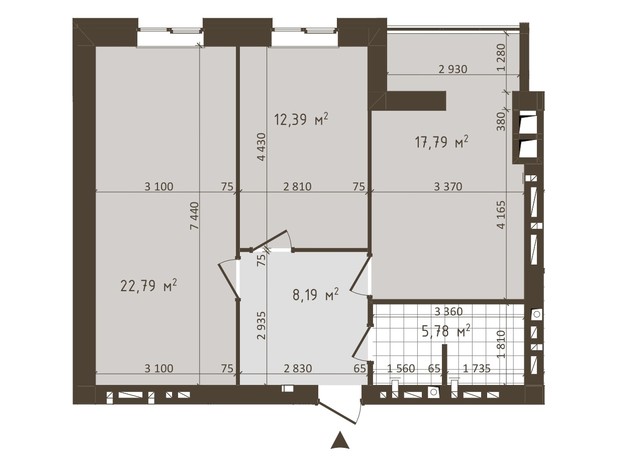 ЖК Одесская Чайка: планировка 2-комнатной квартиры 66.94 м²