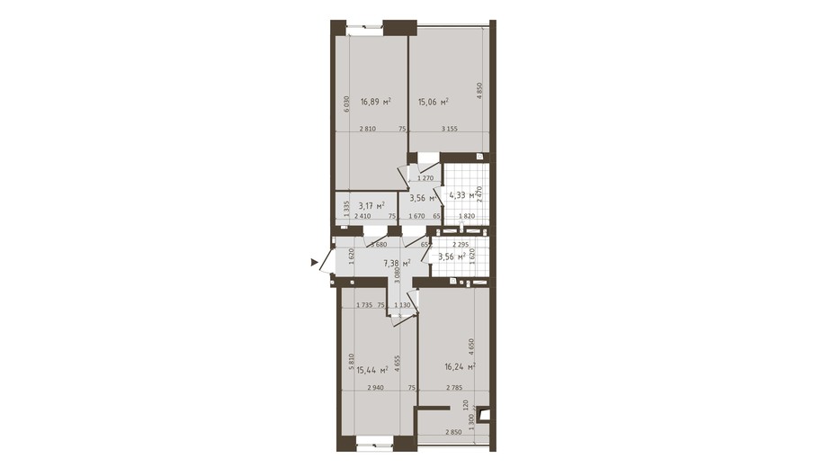 Планировка 3-комнатной квартиры в ЖК Одесская Чайка 85.63 м², фото 372786