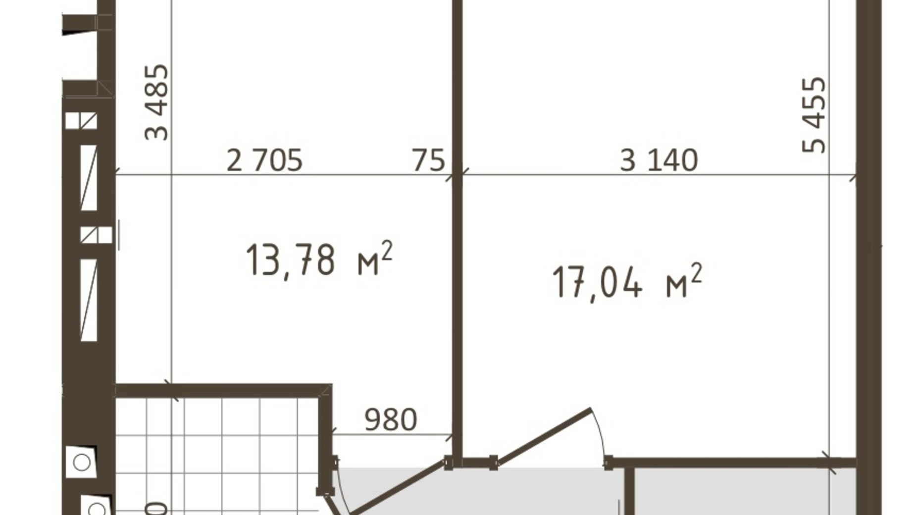 Планировка 1-комнатной квартиры в ЖК Одесская Чайка 42.53 м², фото 372787